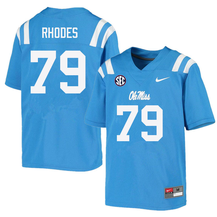 Jordan Rhodes Ole Miss Rebels NCAA Men's Powder Blue #79 Stitched Limited College Football Jersey HBR0758NM